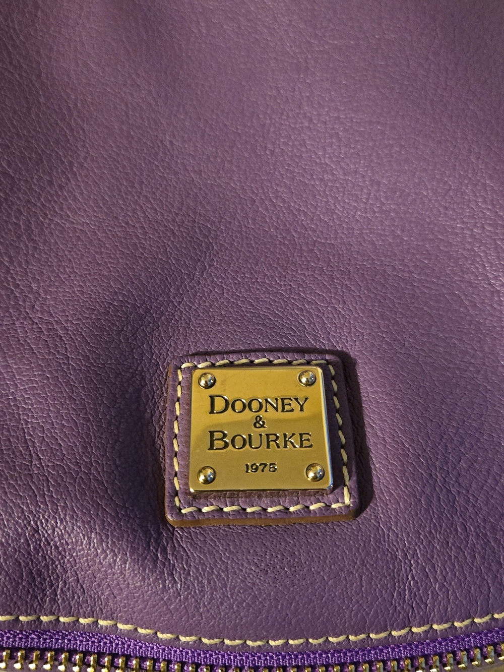 Dooney & Bourke Purple Leather Shoulder Bag with Gold Logo Plate